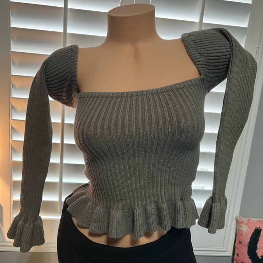 Gray Ribbed Women's Sweater